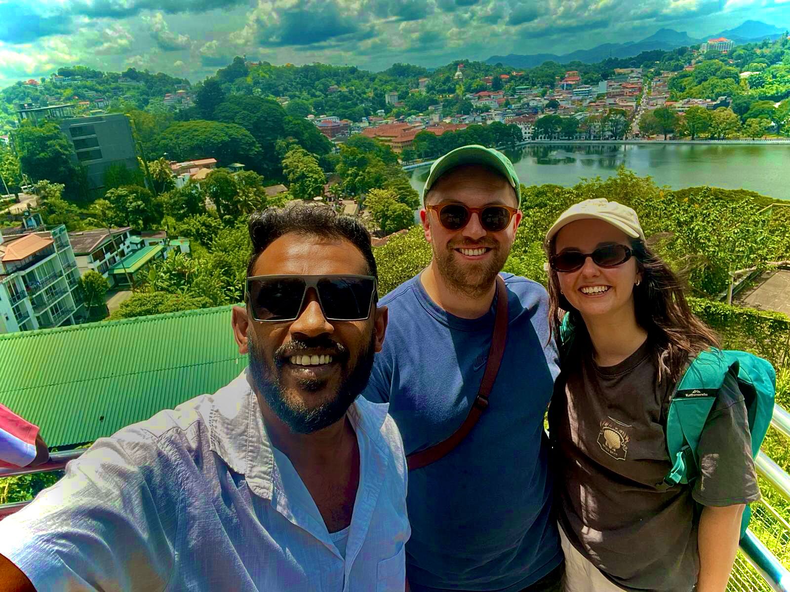Scenic panoramic view of Kandy Lake and city from viewpoint during a private tuk tuk tour in Sri Lanka